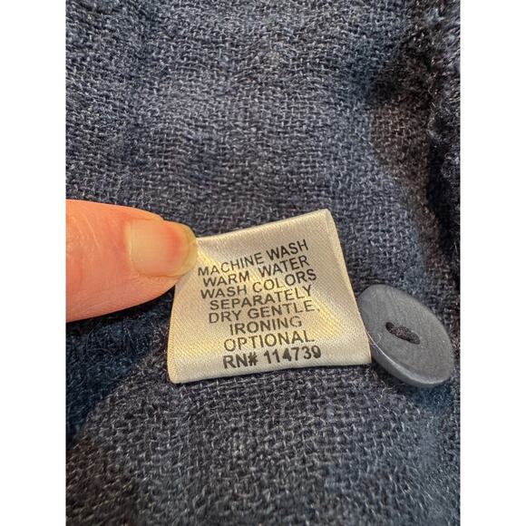 Flax Womens Tunic Top Button Front Blue Linen Pockets Long Sleeve Sz L Relaxed - Picture 9 of 9